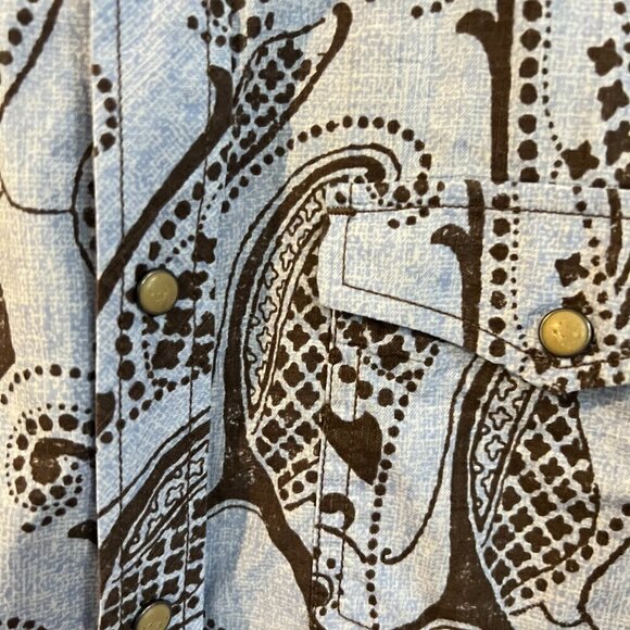TOMMY BAHAMA 100% Cotton Shirt Mens Medium Paisley Snap Brown Blue LS Western - Picture 5 of 8